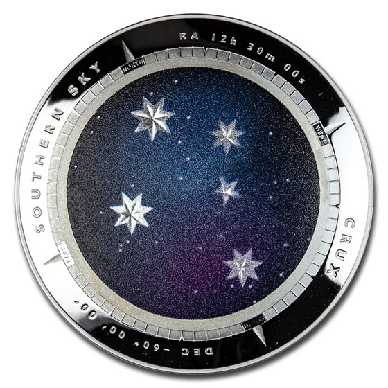 2012 AUS Silver $5 Color Domed Crux Southern Sky (No Box) 2012 AUS Silver $5 Color Domed Crux Southern Sky (No Box)